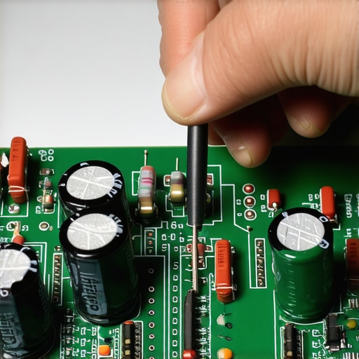 Testing a speaker capacitor with an ESR meter A technician using an ESR meter to check the health of a vintage speaker crossover capacitor.