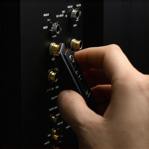 Close up of multimeter probes touching speaker terminals on a receiver