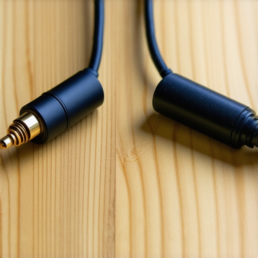 Comparison of high-end and standard audio connectors on a table