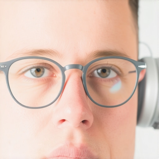 The effect of glasses on headphone acoustic seal Close up showing how glasses break the seal of headphone ear pads