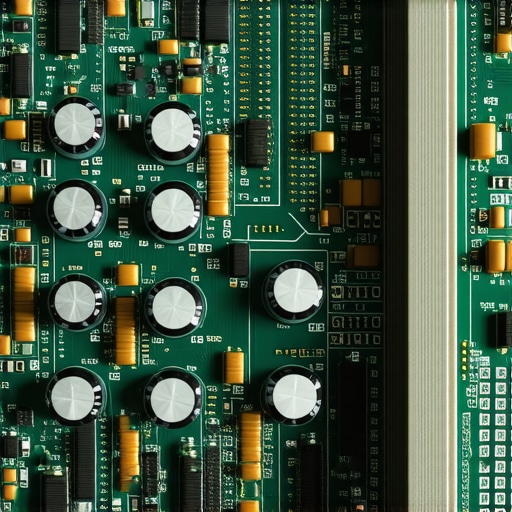 Close up of a digital to analog converter circuit board showing premium audio components.