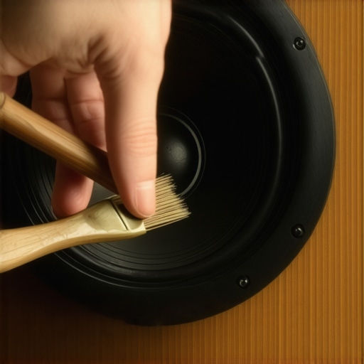 Close-up of applying conditioner to a speaker surround to restore flexibility.