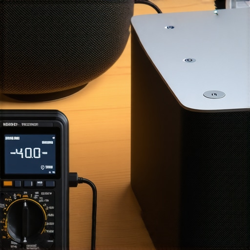USB-C multimeter testing the power delivery of a portable bluetooth speaker