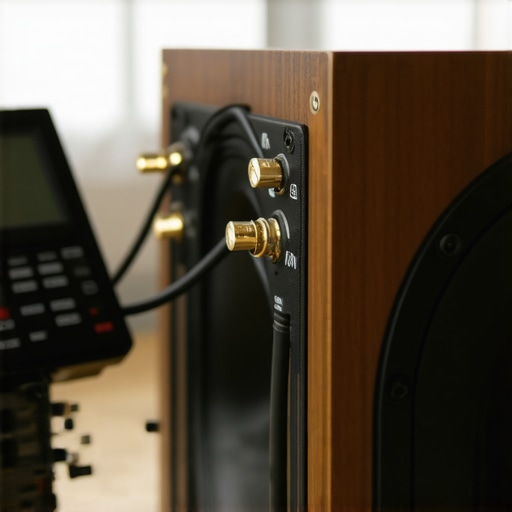 Close up of a multimeter testing speaker terminals to check for shorts or resistance issues.