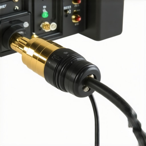 A high-quality RCA Y-splitter connecting two subwoofer cables to a single receiver port.