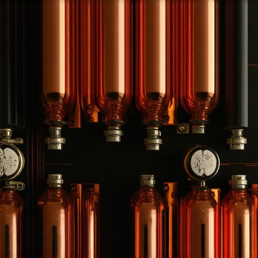Close-up of internal circuitry and heat sinks of a vintage audio amplifier